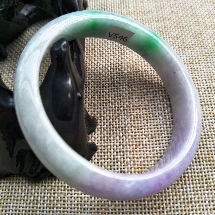 10% OFF- 53/54/55 mm Certified Natural 3 Color Jadeite Emerald A Jade HandCarved Bracelet Bangle V546