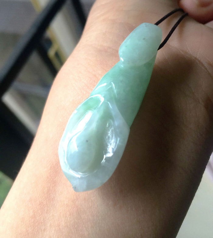 10% OFF on Sale- Certified Natural Icy Green Jadeite Emerald Jade Orchid Pendant "Grade A"