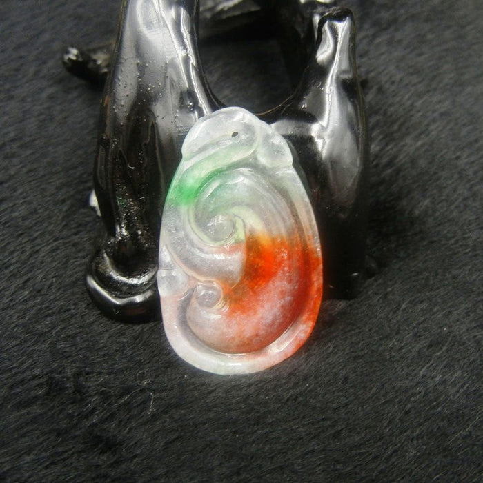 10% OFF on Sales- Certified Natural Ice Jadeite Emerald Jade tablets Dragon Ruyi Pendant《Grade A》