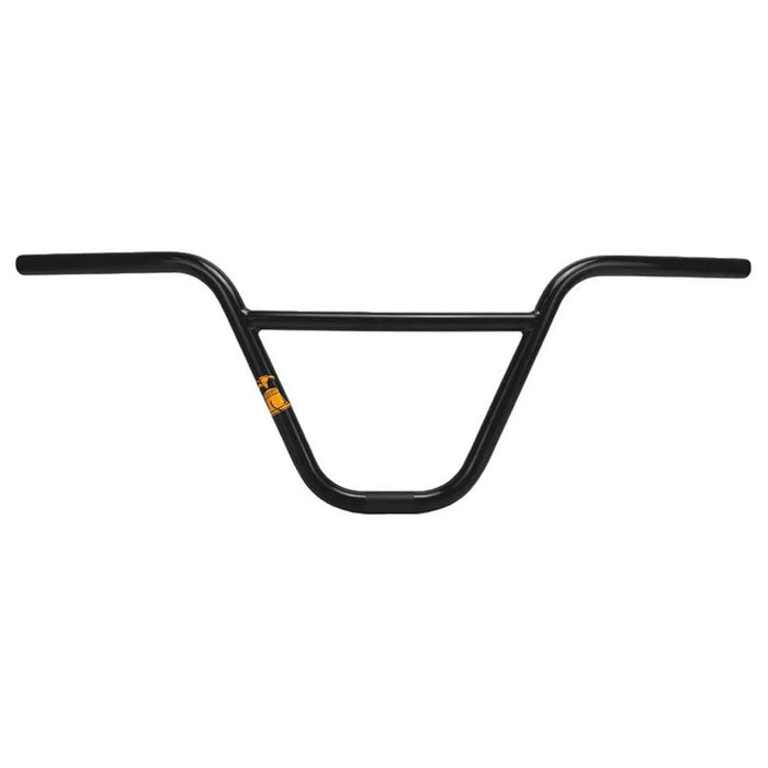 Animal Liberty Bar (22.2mm Clamp): Black chromoly BMX handlebar featuring a crossbar and a small orange logo on the left side of the center, inspired by the iconic Animal Liberty Bar design.