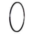 A black Answer 24 x 1-1/8in Mini Rim 28H lightweight aluminium bicycle rim on a white background.