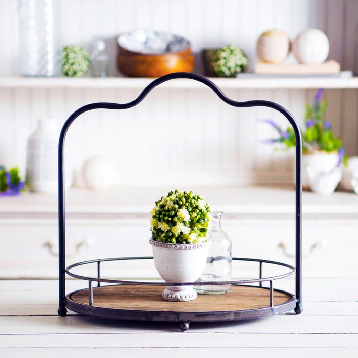 Antique Wood & Metal Tray