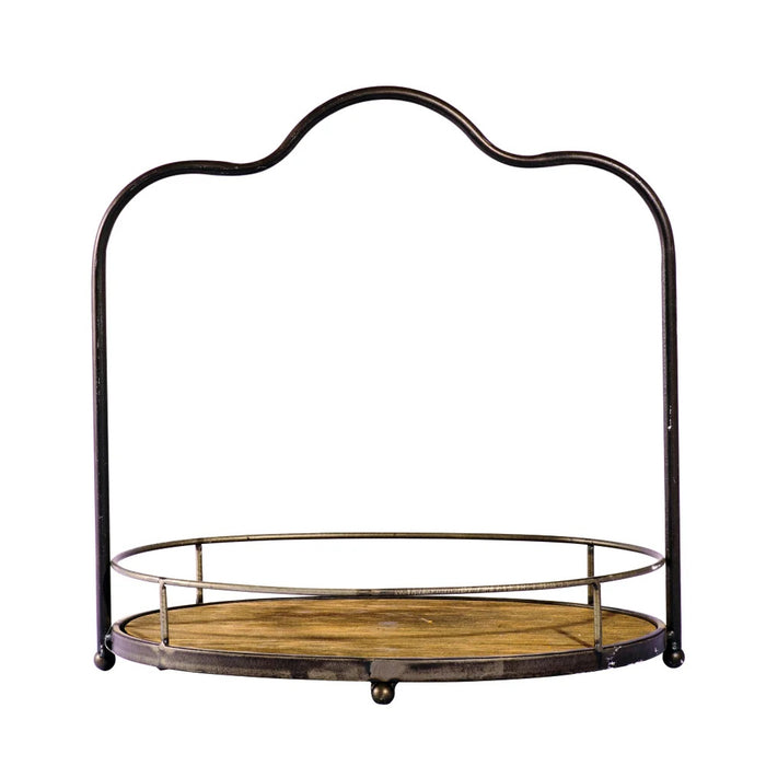 Antique Wood & Metal Tray