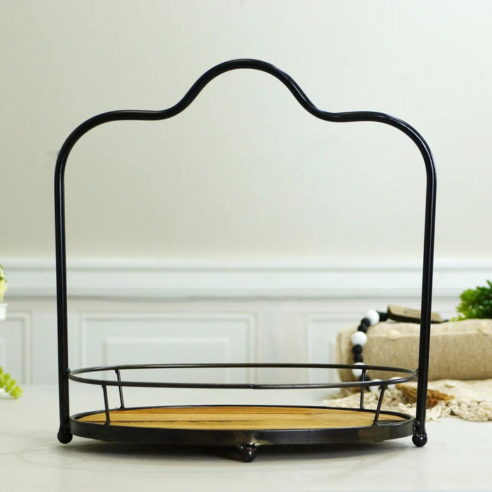 Antique Wood & Metal Tray