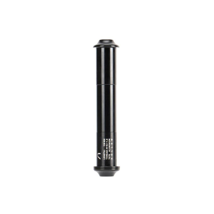 The Arise Echo Front Axle Kit, crafted with precision using CNC technology, is a black metal cylindrical object with slightly wider top and bottom and elegantly printed text on the side.