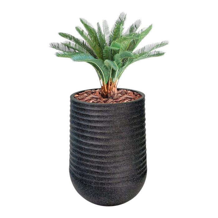 Artemis Planter L 53x69.5 Black with Cycas 72cm