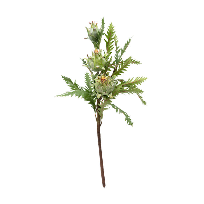 Artichoke Bush Green Silk Flower Stem - 58cm