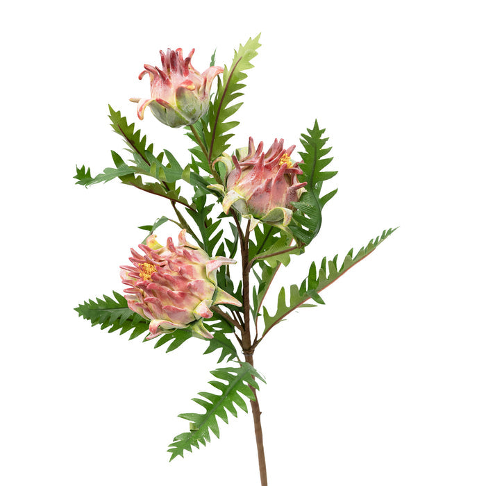 Artichoke Bush Pink Silk Flower Stem - 58cm