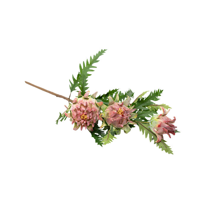 Artichoke Bush Pink Silk Flower Stem - 58cm