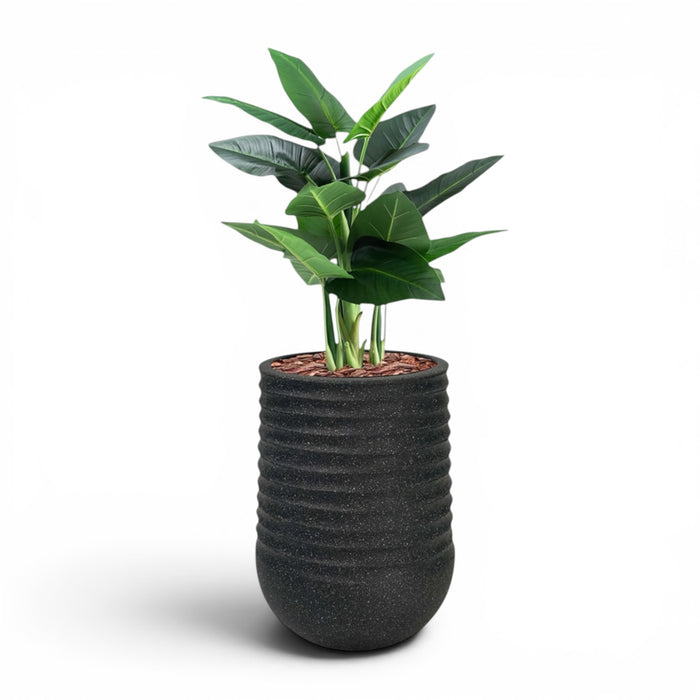 Artimis Planter M Black With Calla Lily 90cm