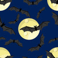 Bat Moon Allover - Blue Cotton Fabric