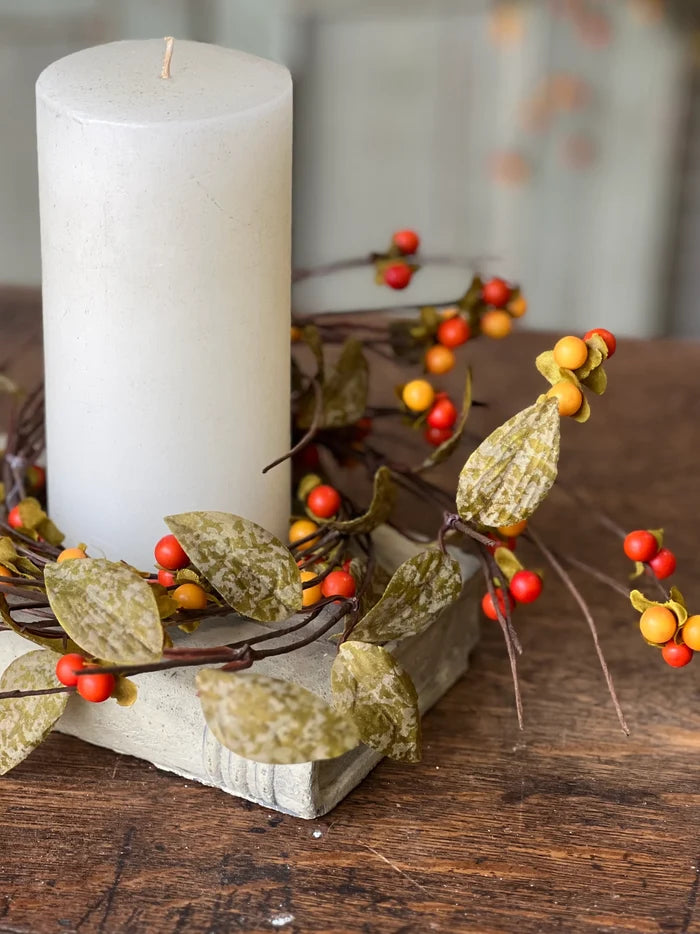 Bittersweet + Leaves Candle Ring
