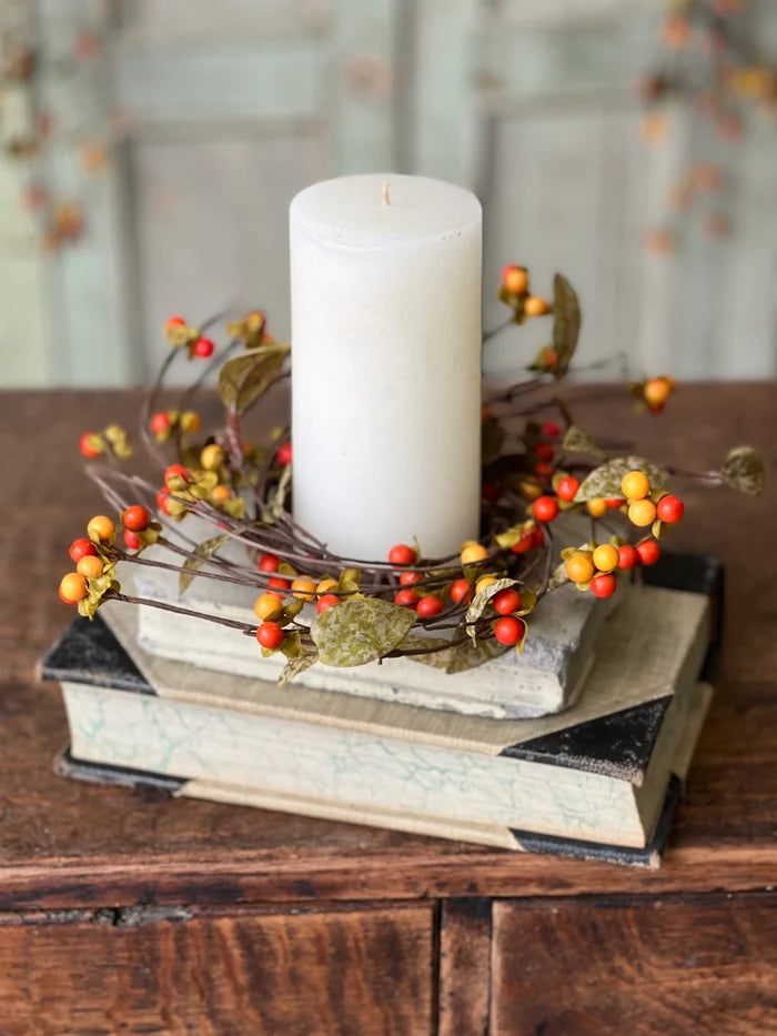 Bittersweet + Leaves Candle Ring