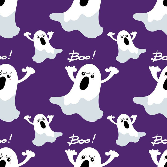 Boo! Allover - Purple Cotton Fabric