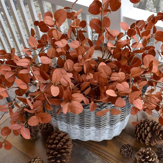 Burnt Orange Penny Leaf Spray
