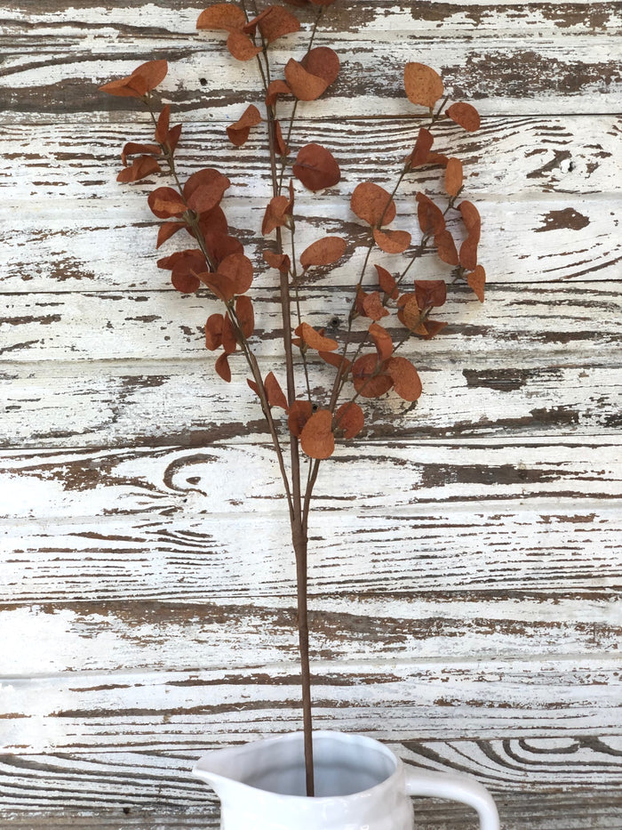 Burnt Orange Penny Leaf Spray