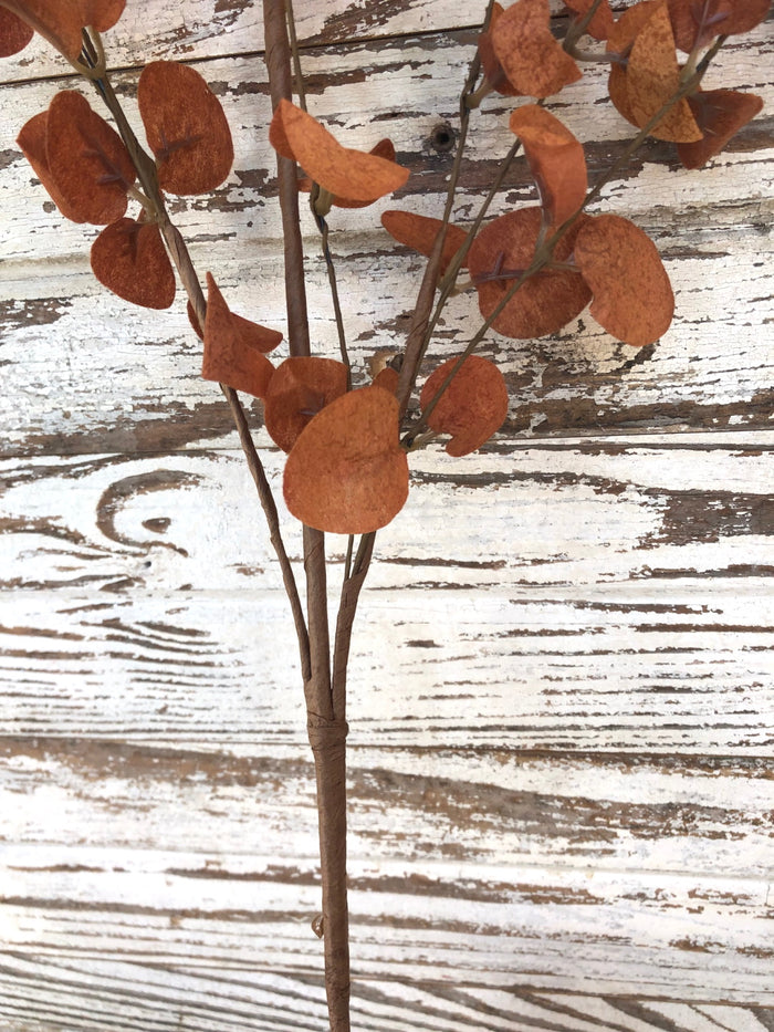 Burnt Orange Penny Leaf Spray