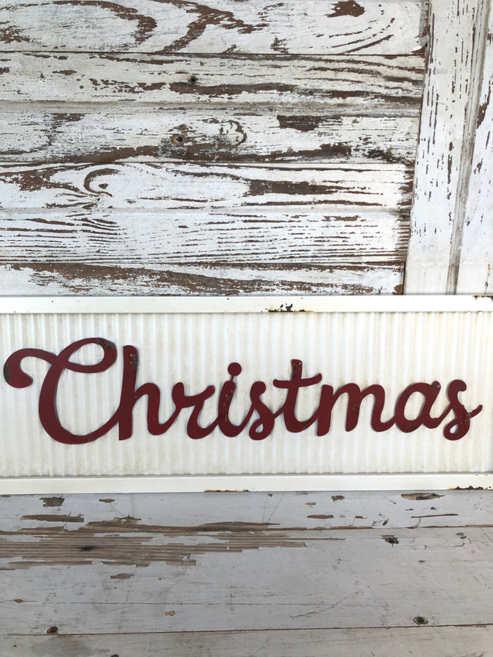 Corrugated Metal Merry Christmas Sign