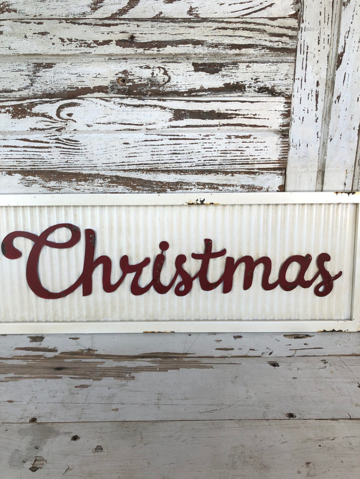 Corrugated Metal Merry Christmas Sign