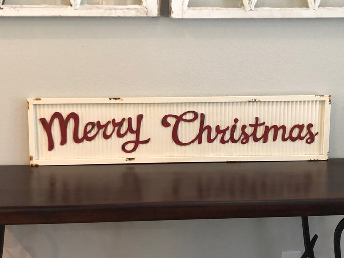 Corrugated Metal Merry Christmas Sign