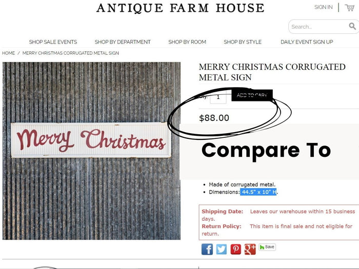 Corrugated Metal Merry Christmas Sign