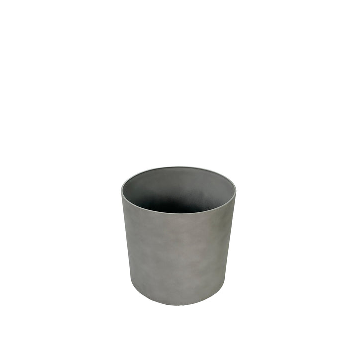 Cylindrical sage pot 21x21cm, Cement textured finish and made from light polyresin that is eco-friendly, Front view.