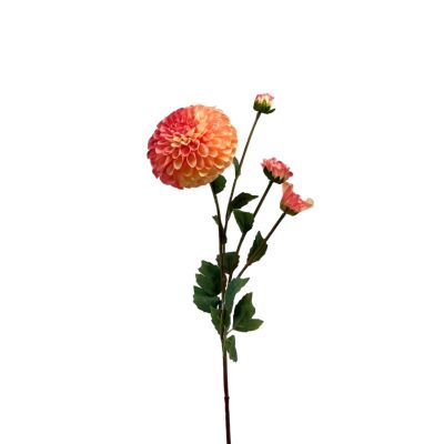 Dahlia Pom Pom Peaches Pink Silk Flower Stem - 80cm
