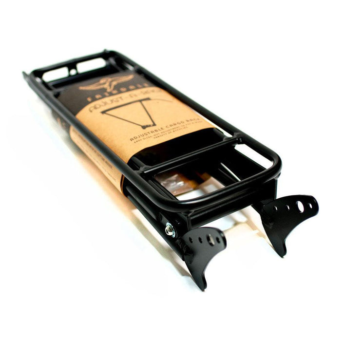 A Fairdale Adjust-a-rack bicycle rack with a label, simple to install.