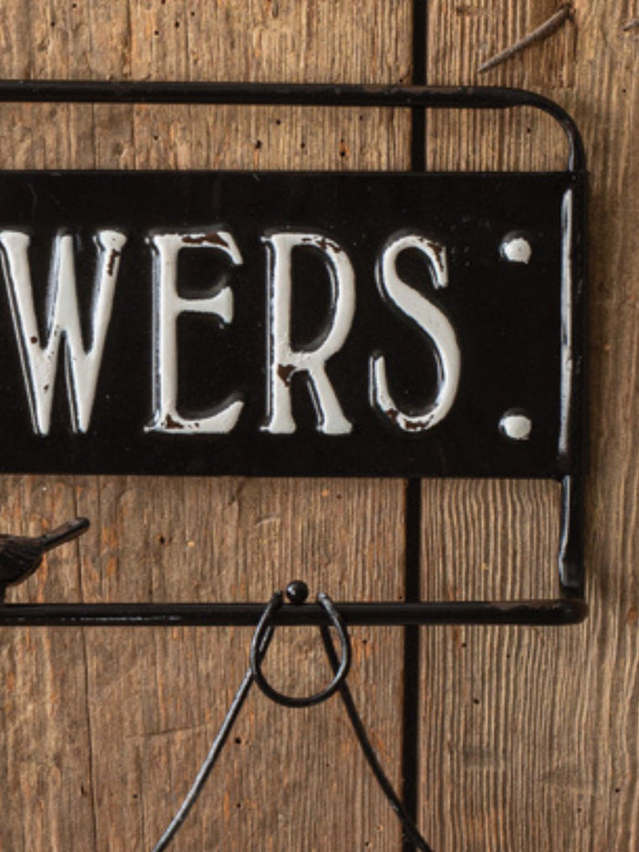 Fresh Flowers Metal Sign with Metal Buckets