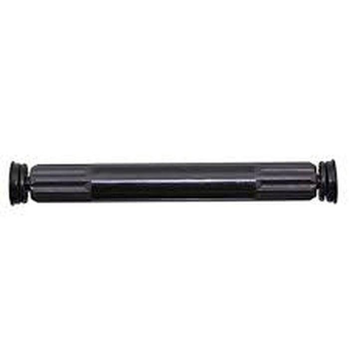 The Generic 8 Spline Spindle Sealed is a black metal cylindrical rod with grooved ends, perfect as a Chromoly spindle replacement for your BMX crank.