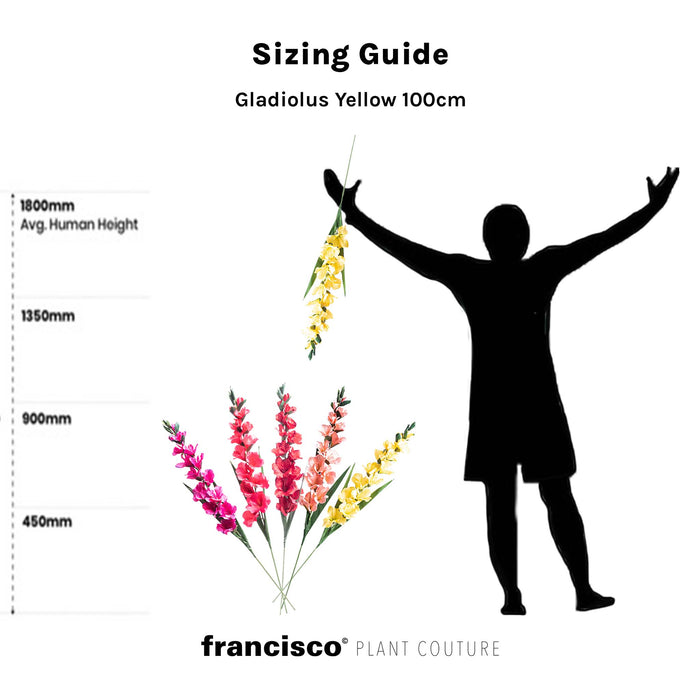 Gladiolus Yellow Silk Flower Stem - 100cm