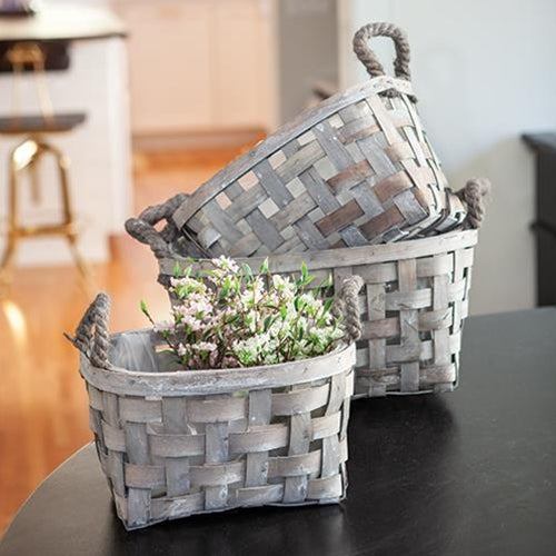 Gray Open Weave Baskets