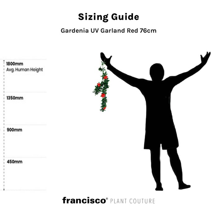 Hanging Gardenia UV Garland Red  - 76cm