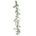 A hanging mini rose garland featuring artificial pink plants.