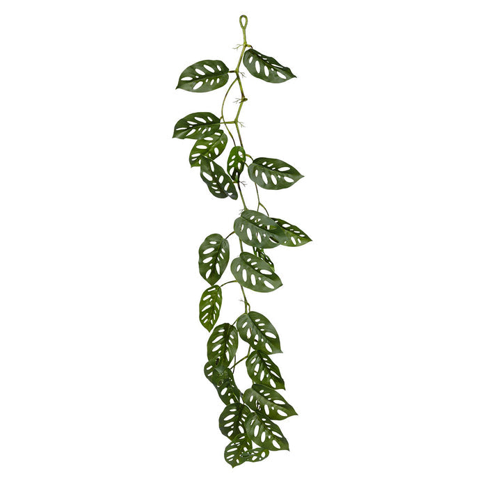 Create a jungle oasis in any space with our Hanging Monkey Monstera Garland Vine! Measuring 120cm, this lifelike artificial plant adds a touch of nature without the hassle of maintenance. www.plantcouture.co.za