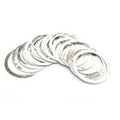The Headset .25mm Shim Pack (20 Pack) features flat, circular washers—ideal for 1-1/8" steerer fork or headset adjustments—arranged neatly, perfect for precise fitment as a shim packet.
