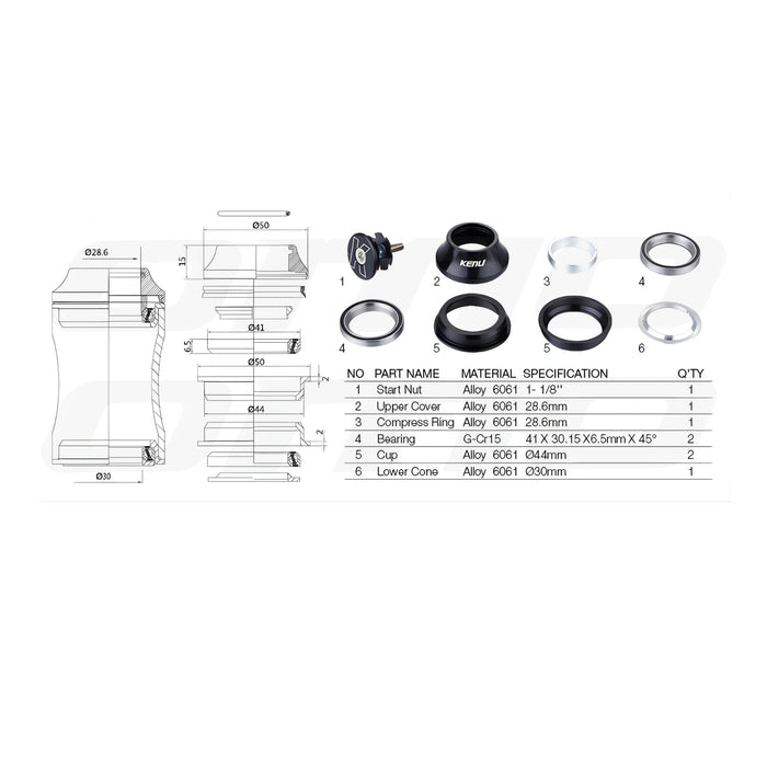 Kenli Headset B310 | Sealed Bearing | Threadless Semi Integrated 1-1/8"