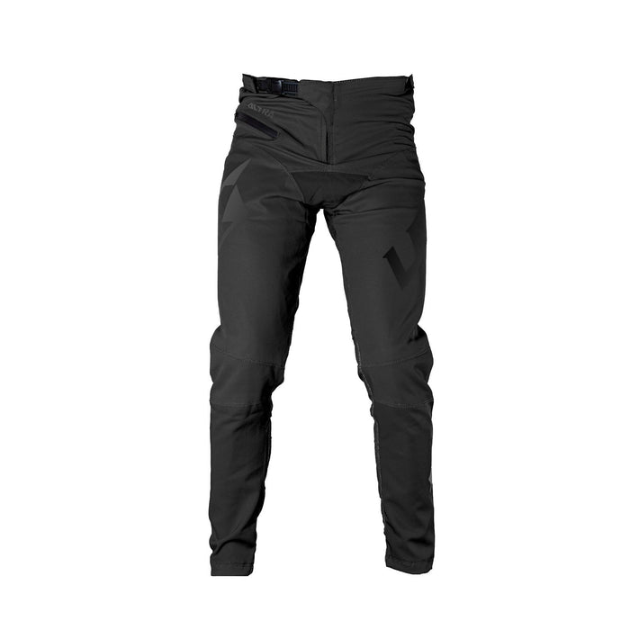 Lead Ultra Youth Pant, a pair of black pants with a zipper on the side designed for reducing drag during races.