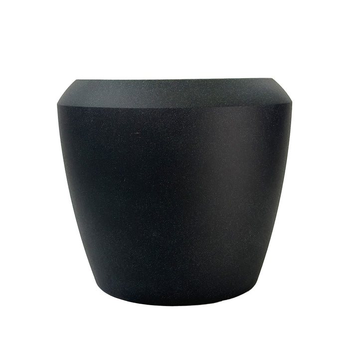 Coal Black Linford Planter 55.5x48cm. Cement-like texture, eco-friendly & lightweight., Side view