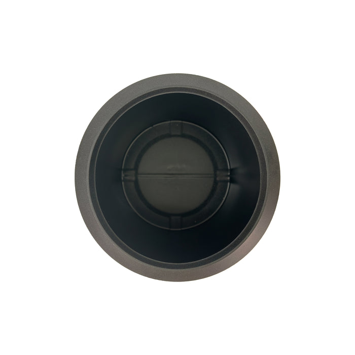 Coal Black Linford Planter 44x39.5cm. Cement-like texture, eco-friendly & lightweight, Top view.