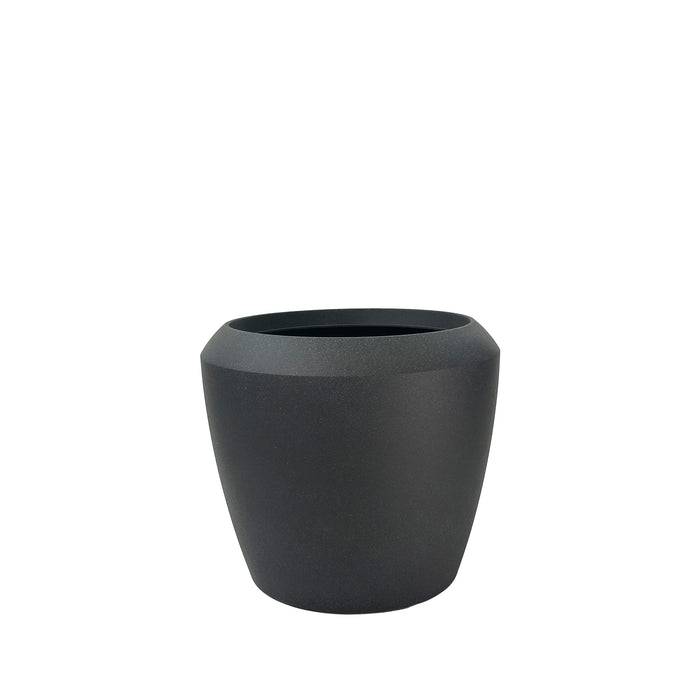 Coal Black Linford Planter 33.5x30.5cm. Cement-like texture, eco-friendly & lightweight.