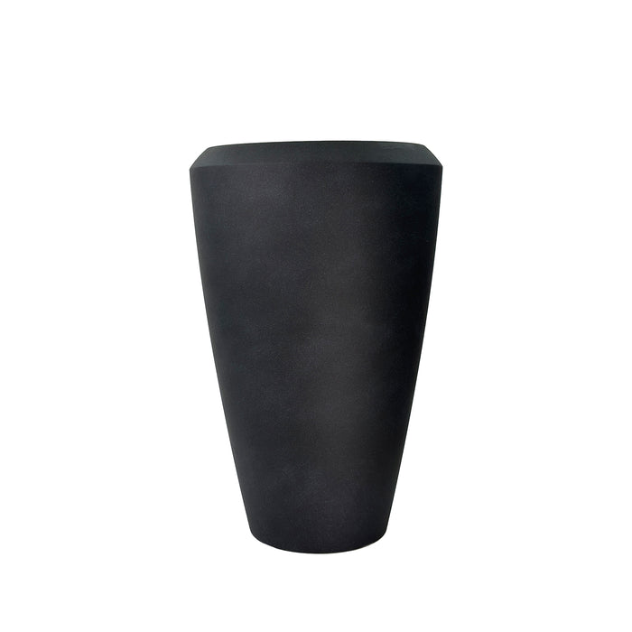 Coal Black Linford Planter 86cm. Cement-like texture, eco-friendly & lightweight., Side view