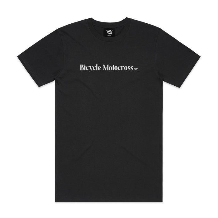 A LUXBMX Bicycle Motocross Tee Black, featuring white text reading "Bicycle Motocross" across the chest.