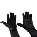 A pair of LUXBMX X FIST Youth Gloves in sleek black with adjustable wrist straps, showcased on a white background.