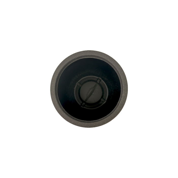 40 cm Poly-resin, Medium Ribbed planter, Mediterranean Black with a terrazzo finish, Lightweight, Weather resistant and eco friendly, Top view.