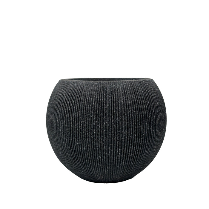Black Nature Ridged Bowl 37cm. Eco-friendly, Polyresin, Terrazzo stone textured look, lightweight.