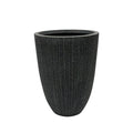 Large sized Mediterranean Black Nature Ridged Planter 57.5cm with Terrazzo textured look. Eco-friendly & lightweight Polyresin.