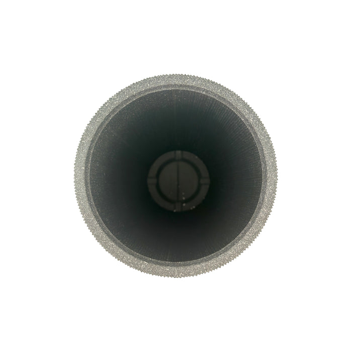 Medium sized Mediterranean Black Nature Ridged Planter 48.7cm with Terrazzo textured look. Eco-friendly & lightweight Polyresin, Top view.