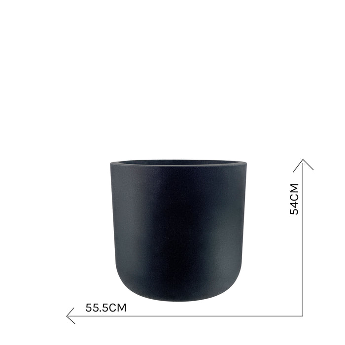 Polyresin Newport Planter XL Coal Black with measurements