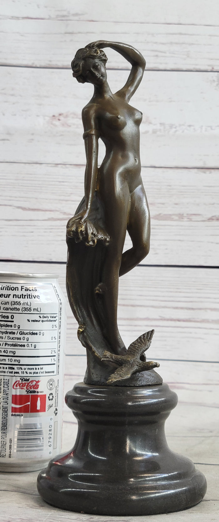 Nude Female Figure Bronze Sculpture Statue Naked Girl Among Waves Signed Original Art